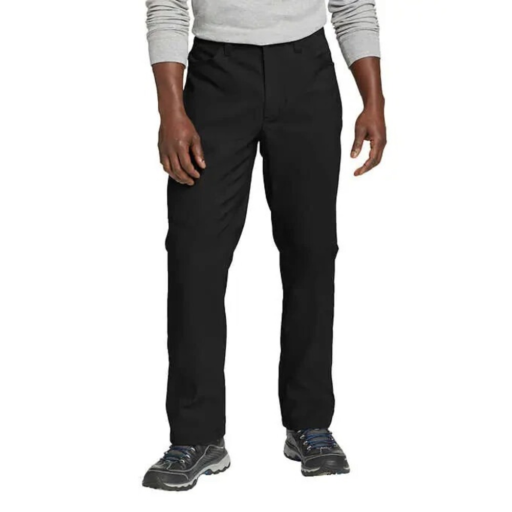 Eddie Bauer Fleece Lined Tech Pant Men 40x30 UPF 50+ Zip Cargo Pocket Black